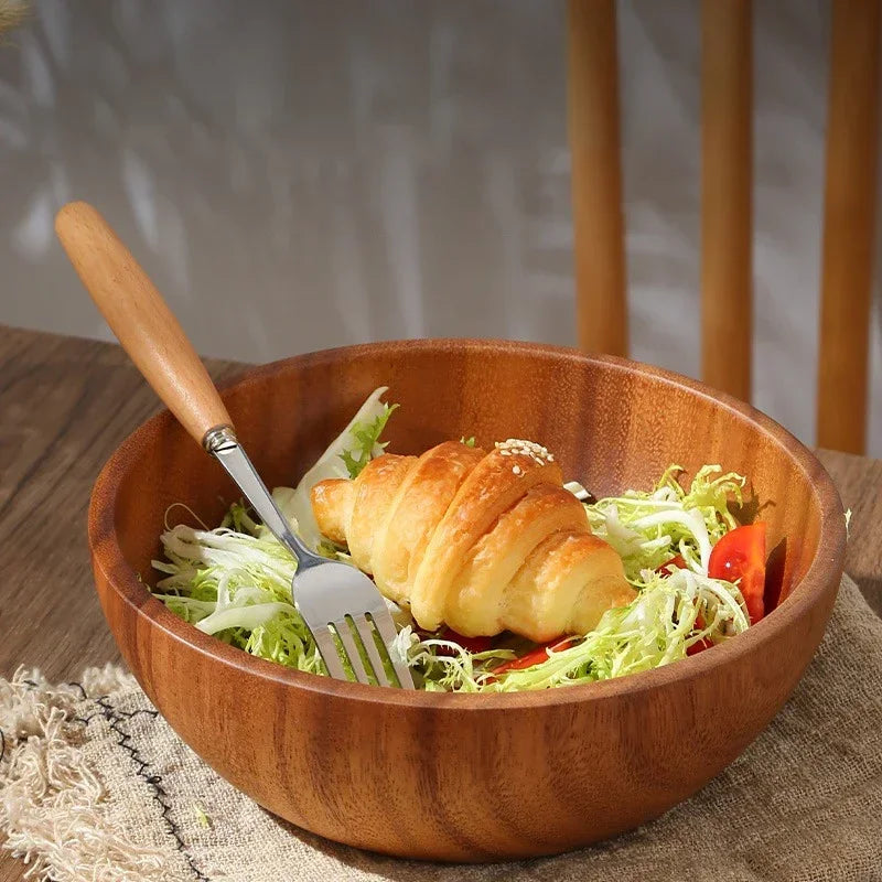 Acacia Wooden Fruit Salad Bowl Japanese Style Rice Bowl