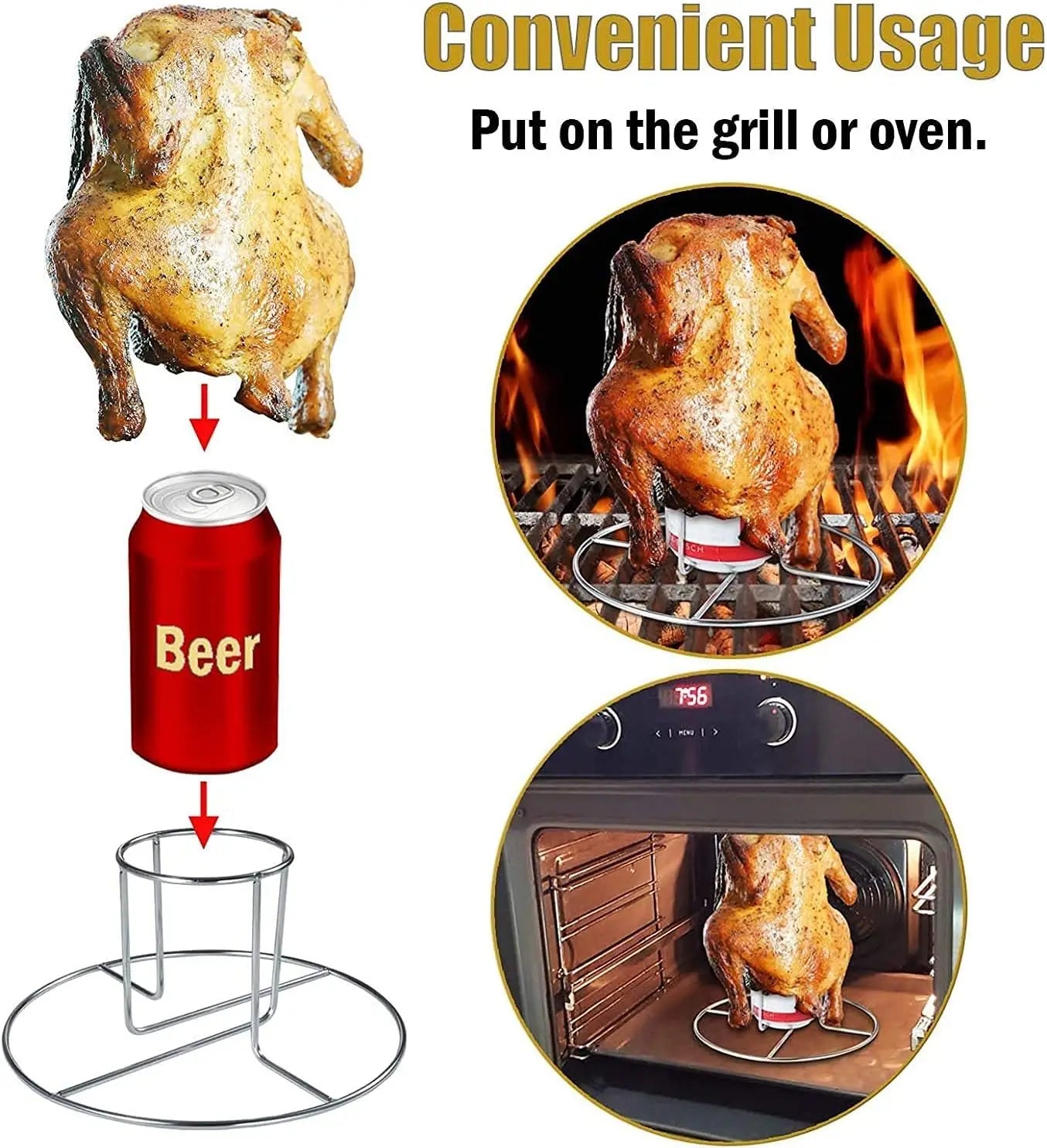 2 Pack Stainless Steel Beer Butt Chicken Holder For Grills
