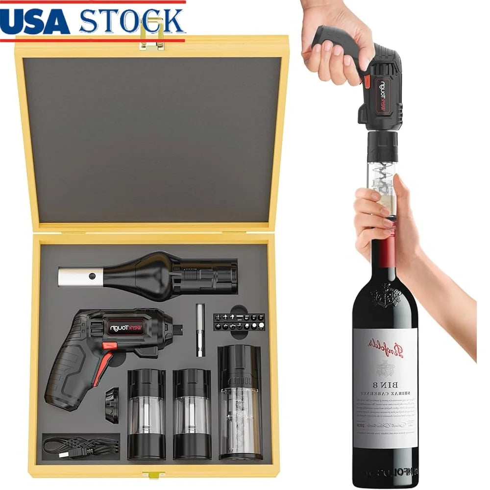 4V Cordless Corkscrew Wine Opener With Grill Kit USB C