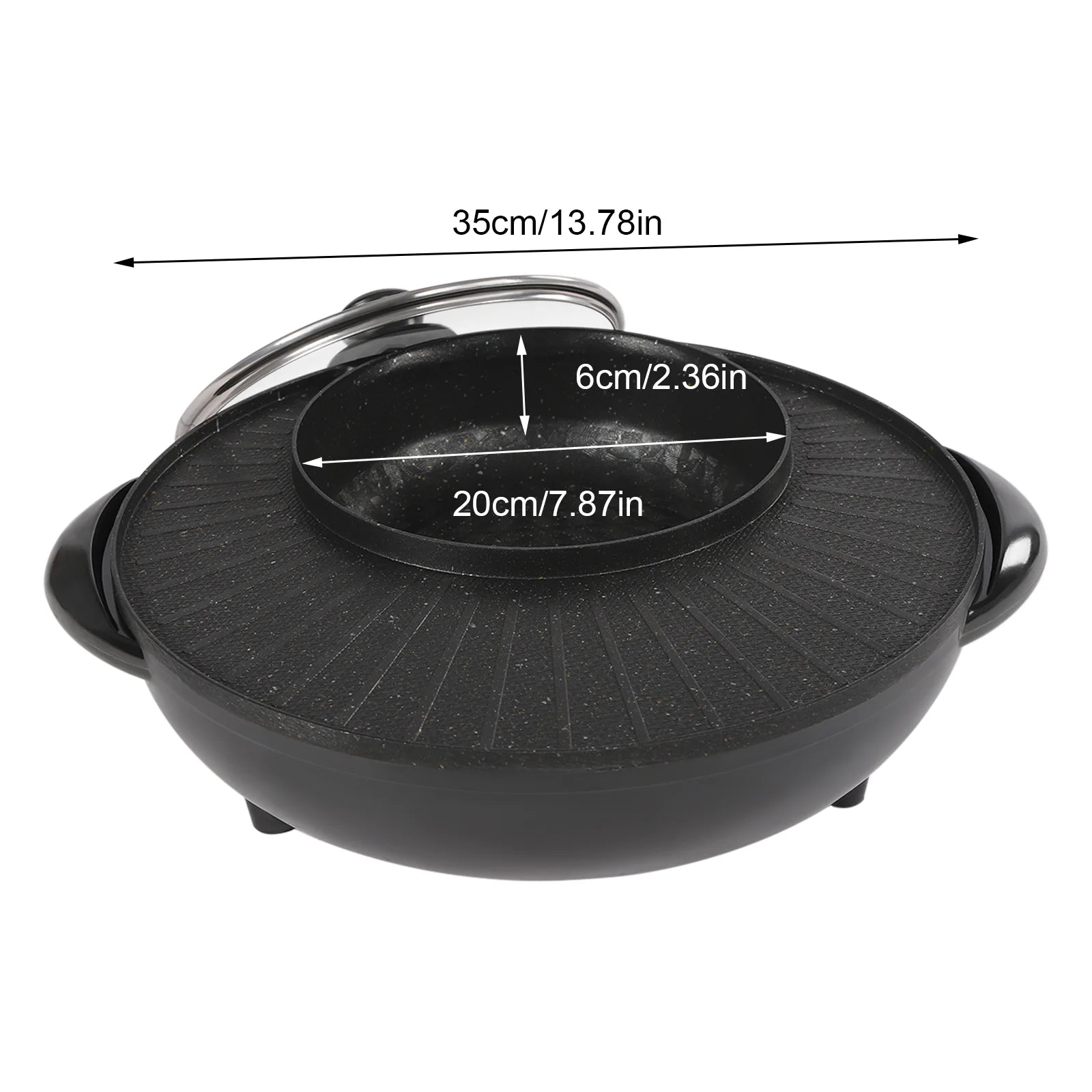 Electric Grill with Hot Pot Portable Round Barbecue Griddle Cookware Non Stick 2 in 1 Korean BBQ for Indoor Outdoor Camping - Cooky Kitchenware