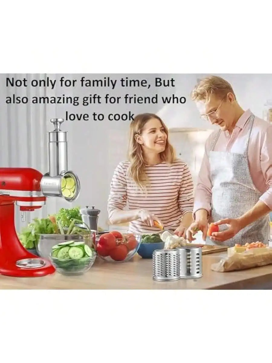 Slicer Shredder Attachment for KitchenAid Mixers Stainless Steel Cheese Grater Salad Maker Accessories with 3 Cutting Bl - Cooky Kitchenware