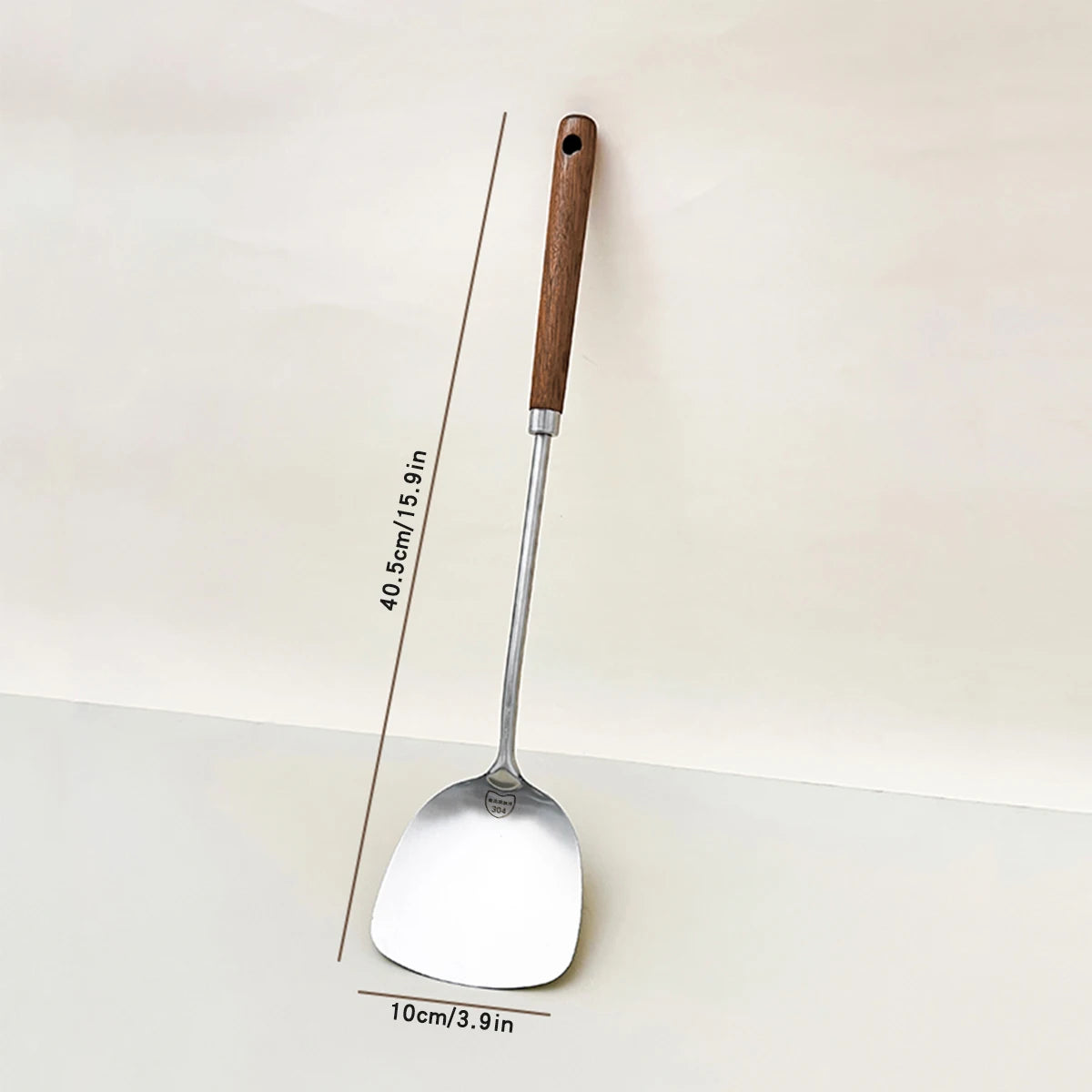 WORTHBUY 304 Stainless Steel Turner With Wooden Handle Heat Resistant Long Handle Soup Ladle Spatula Kitchen Cooking Utensils - Cooky Kitchenware