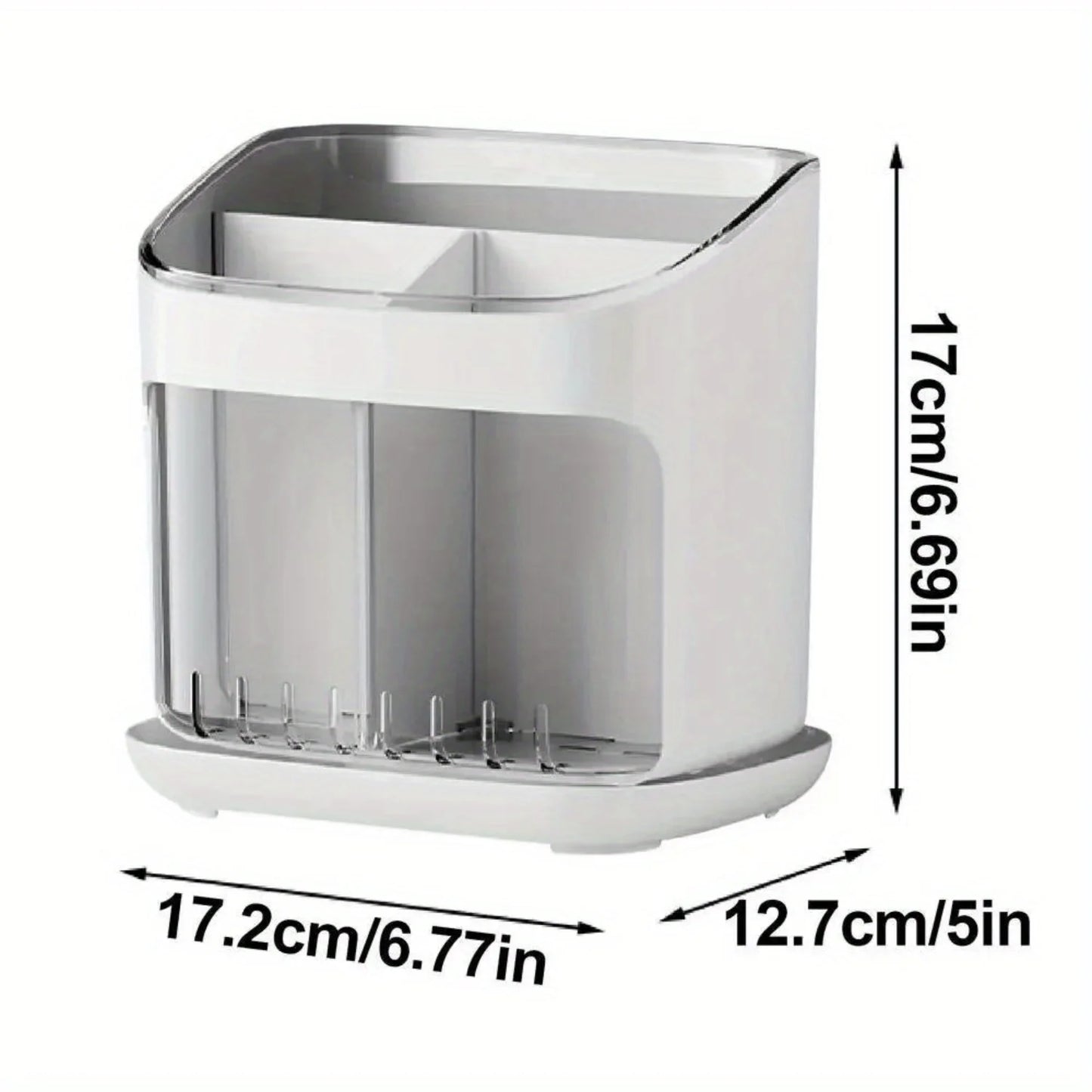 Countertop Plastic Utensil Holder - 3 Grids - Fork, Spoon, Chopstick - Detachable Kitchen Bucket - Organizers & Accessories - Cooky Kitchenware