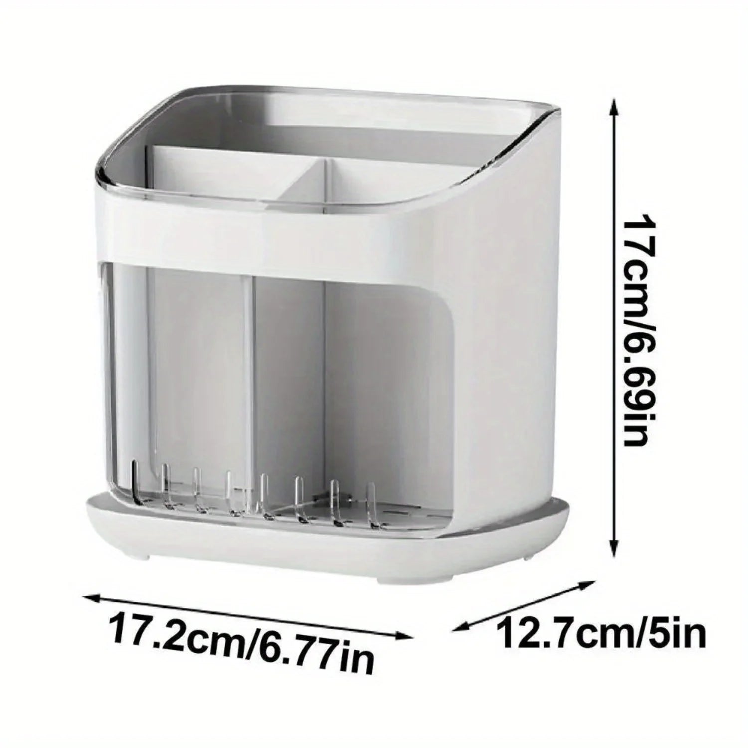 Countertop Plastic Utensil Holder - 3 Grids - Fork, Spoon, Chopstick - Detachable Kitchen Bucket - Organizers & Accessories - Cooky Kitchenware
