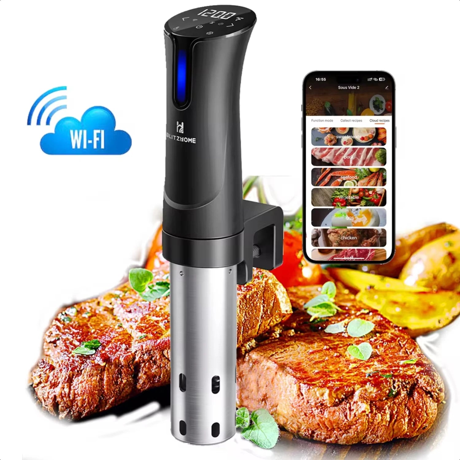 Sous Vide Cooker 1100W -appliance Monsieur Cuisine Smart Slow Cooker with LCD Digital Accurate Control - Cooky Kitchenware