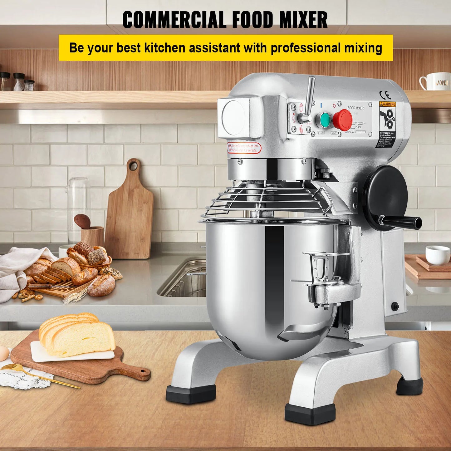 Vevor Electric Dough Machine 10 15 20 30L Stainless Steel Commercial Cream Egg Whisk Mixer Processor Kitchen Food Stand Blender - Cooky Kitchenware