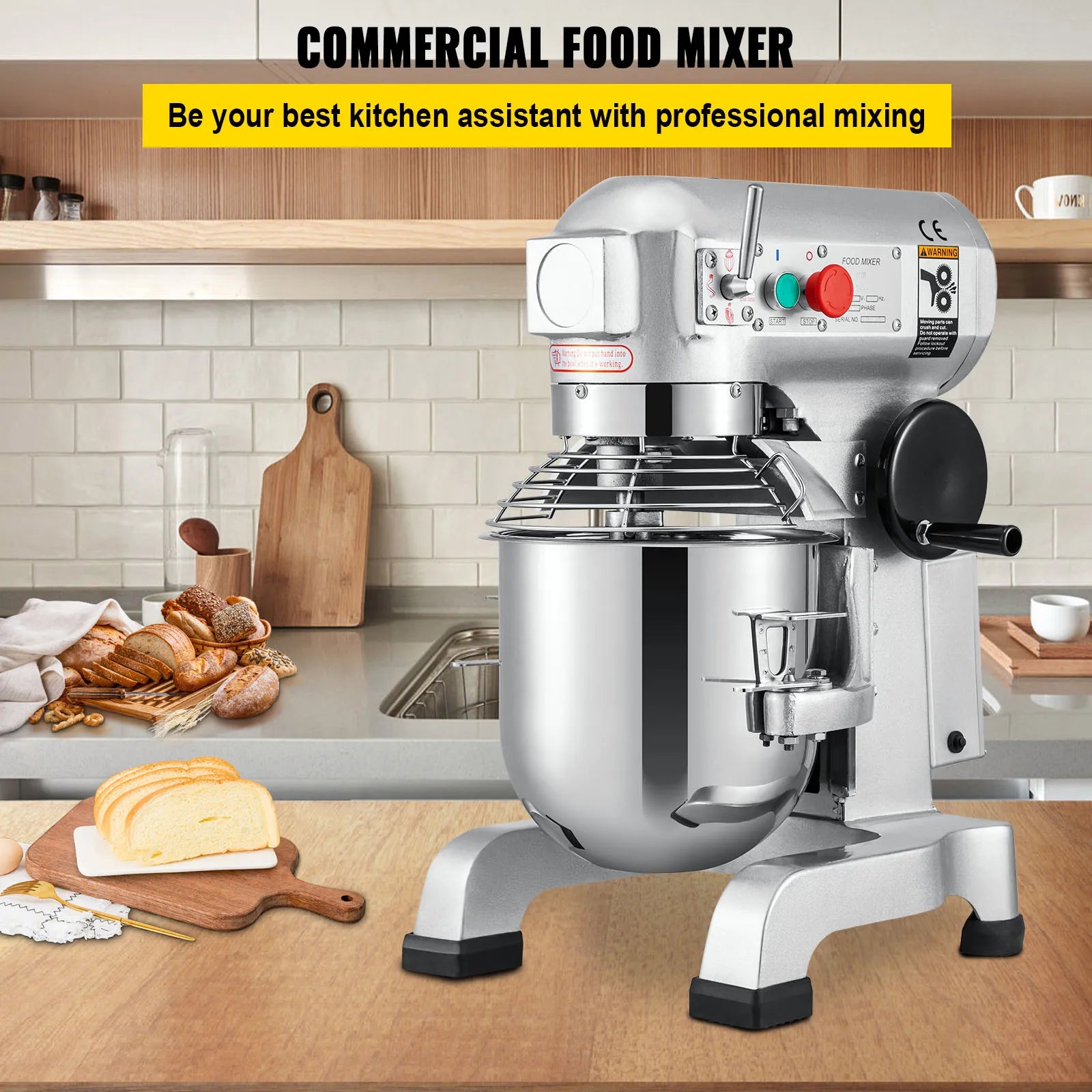 Vevor Electric Dough Machine 10 15 20 30L Stainless Steel Commercial Cream Egg Whisk Mixer Processor Kitchen Food Stand Blender - Cooky Kitchenware