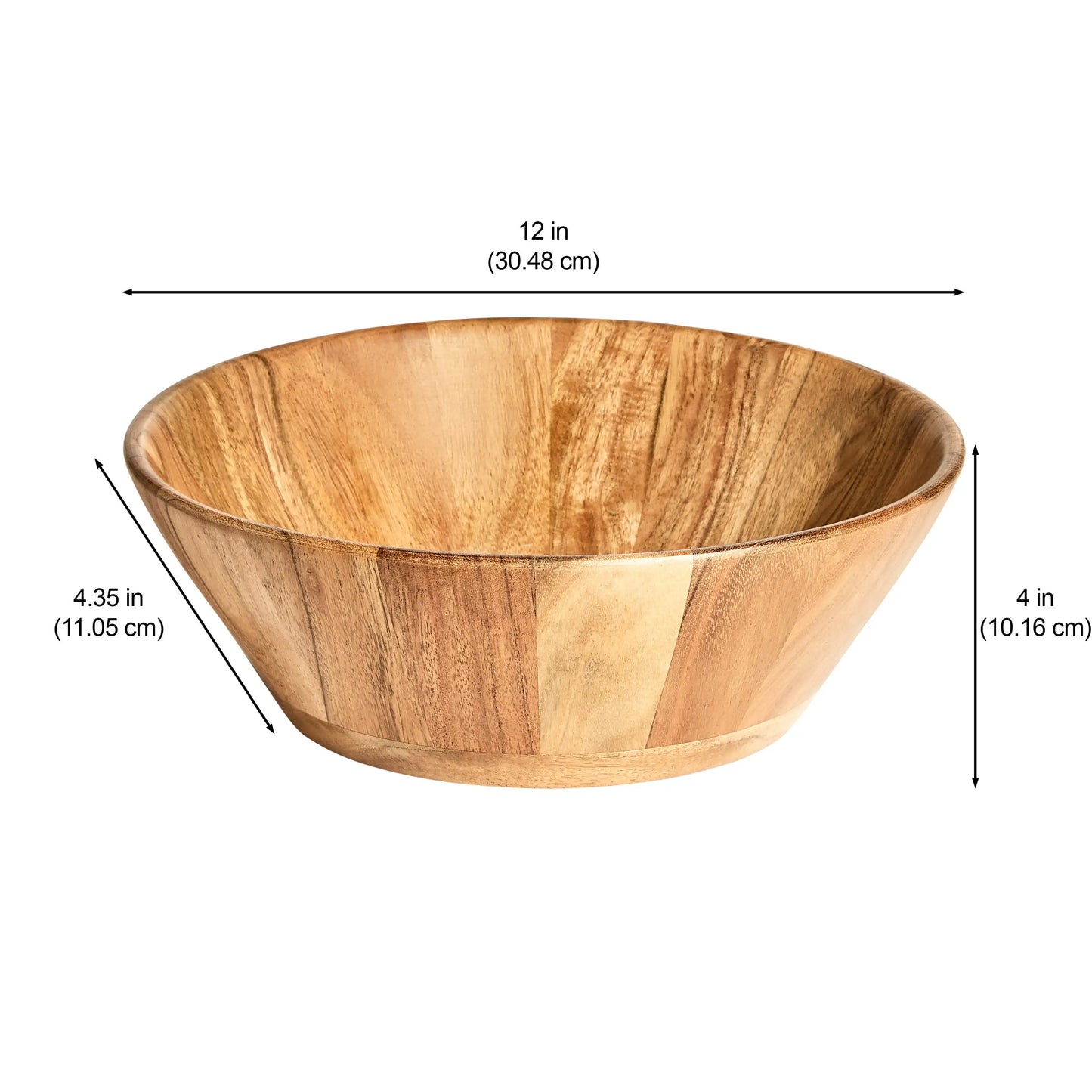 Acacia Wood Large Angled Serving Bowl Natural Finish