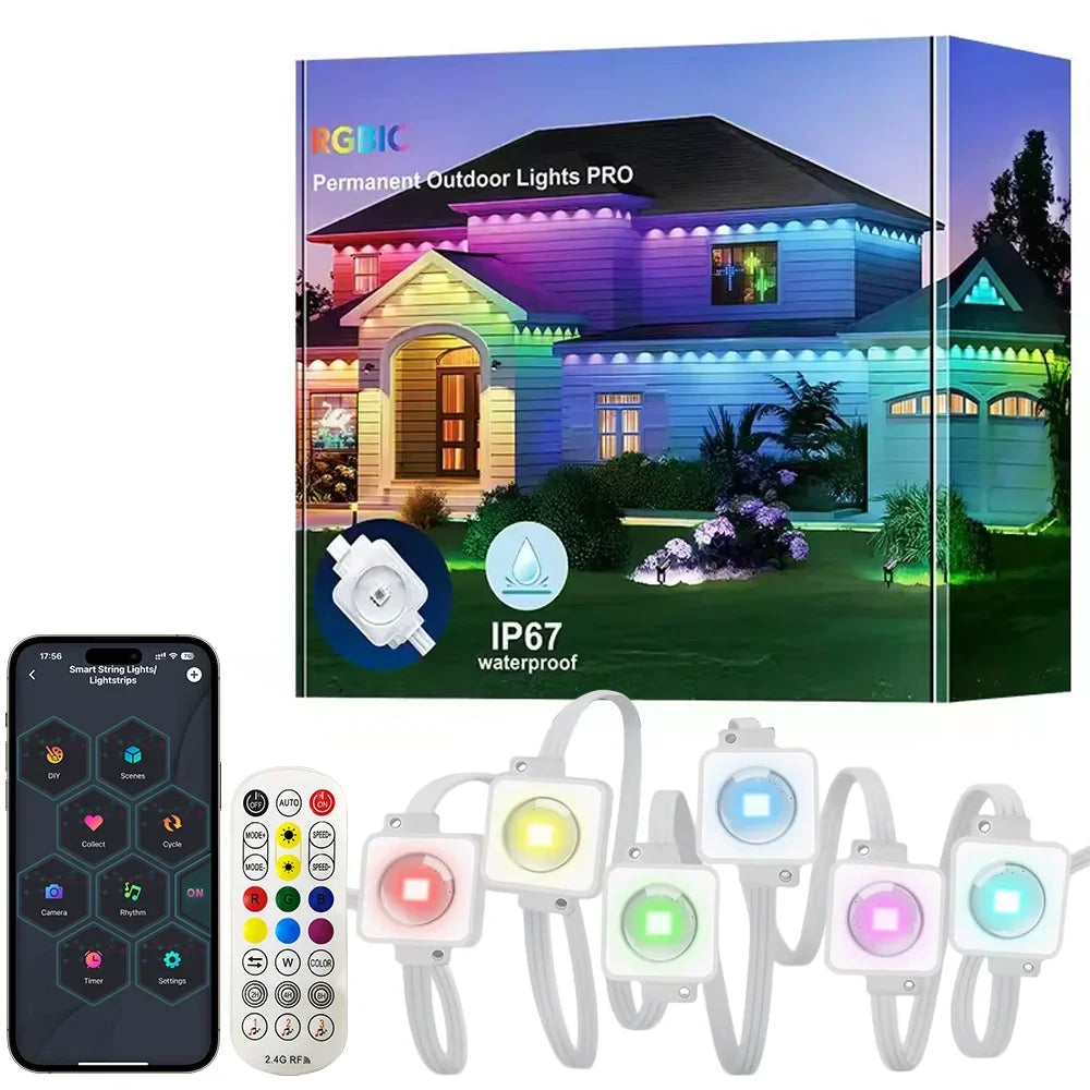 300FT 180LED Permanent Eaves LED Lights Outdoor Waterproof RGB String Lights DIY Scene Christmas Birthday Holiday Party Lighting - Cooky Kitchenware