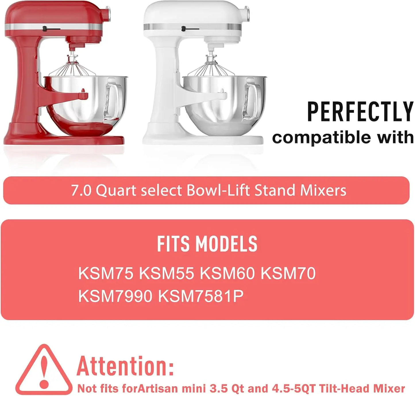 KA7QBOWL Stainless Steel Mixer Bowl with Handle, 7QT, Stand Mixers, Kitchen Aid Mixing Bowl, 7QT Tilt-Head Mixer with Handle