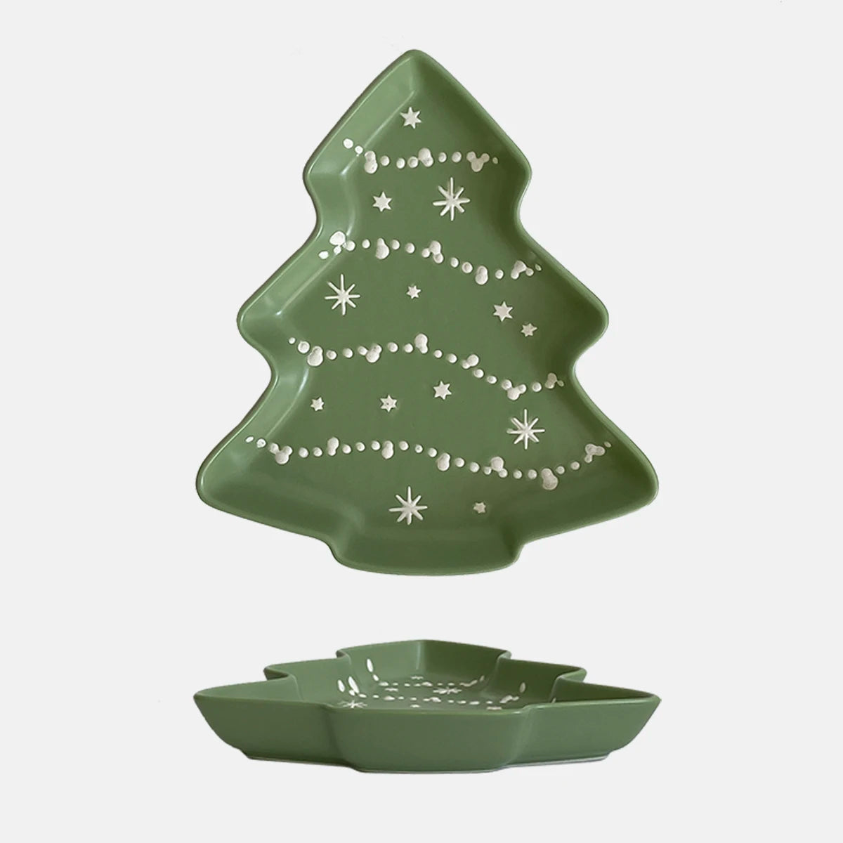 1/2Pcs Ceramic Christmas Tree Tray, Original Design Christmas Tree-Shaped Tray Dessert Plate
