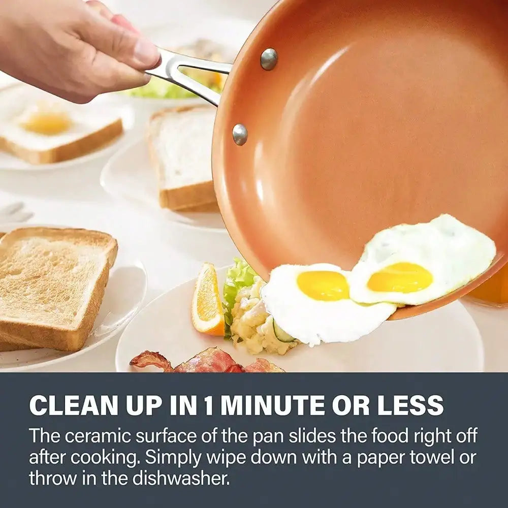 Ceramic and titanium non-stick frying pan, non-stick and easy to clean, durable enough to withstand metal cutlery, scrapers - Cooky Kitchenware