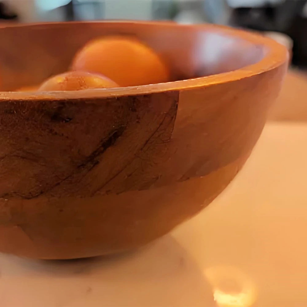Wooden Salad Bowl 30 Ounces Round 7 Inch Serving Bowl