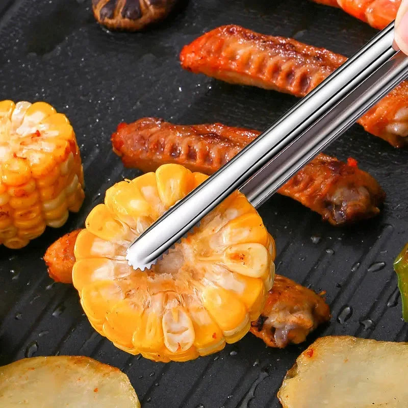 Stainless Steel Grill Tongs Food Clip BBQ Steak Clip Bread Tong Cooking Utensils Party Non-Slip Kitchen Gadgets Accessories - Cooky Kitchenware
