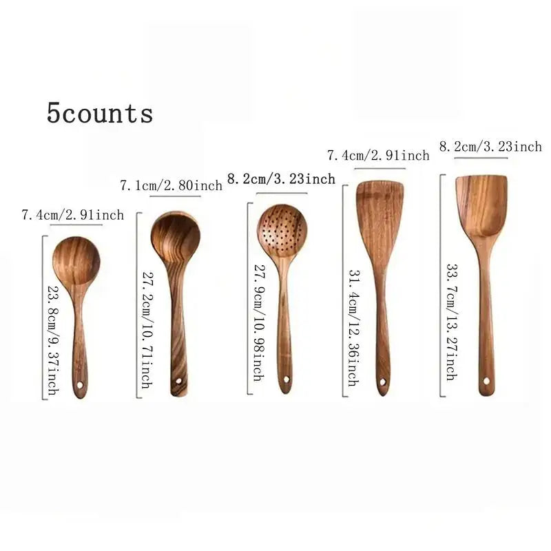 Wooden Utensils Set, 5/7/11pcs Non-stick Cooking Utensils, Kitchen Utensils Set for Home Use, Kitchen Gadgets,  Household Items - Cooky Kitchenware