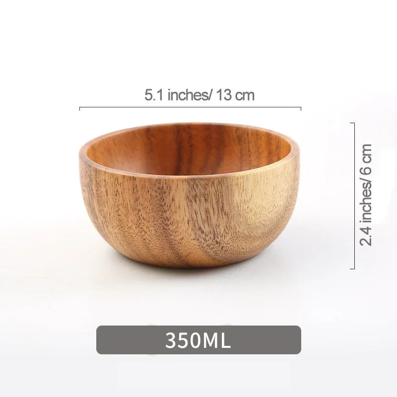 Acacia Wooden Fruit Salad Bowl Japanese Style Rice Bowl