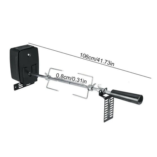 New Electric BBQ Grill Spit Roaster w/ 120 cm long cableRod Outdoor Barbecue Grilling Rotisserie Kit - Cooky Kitchenware