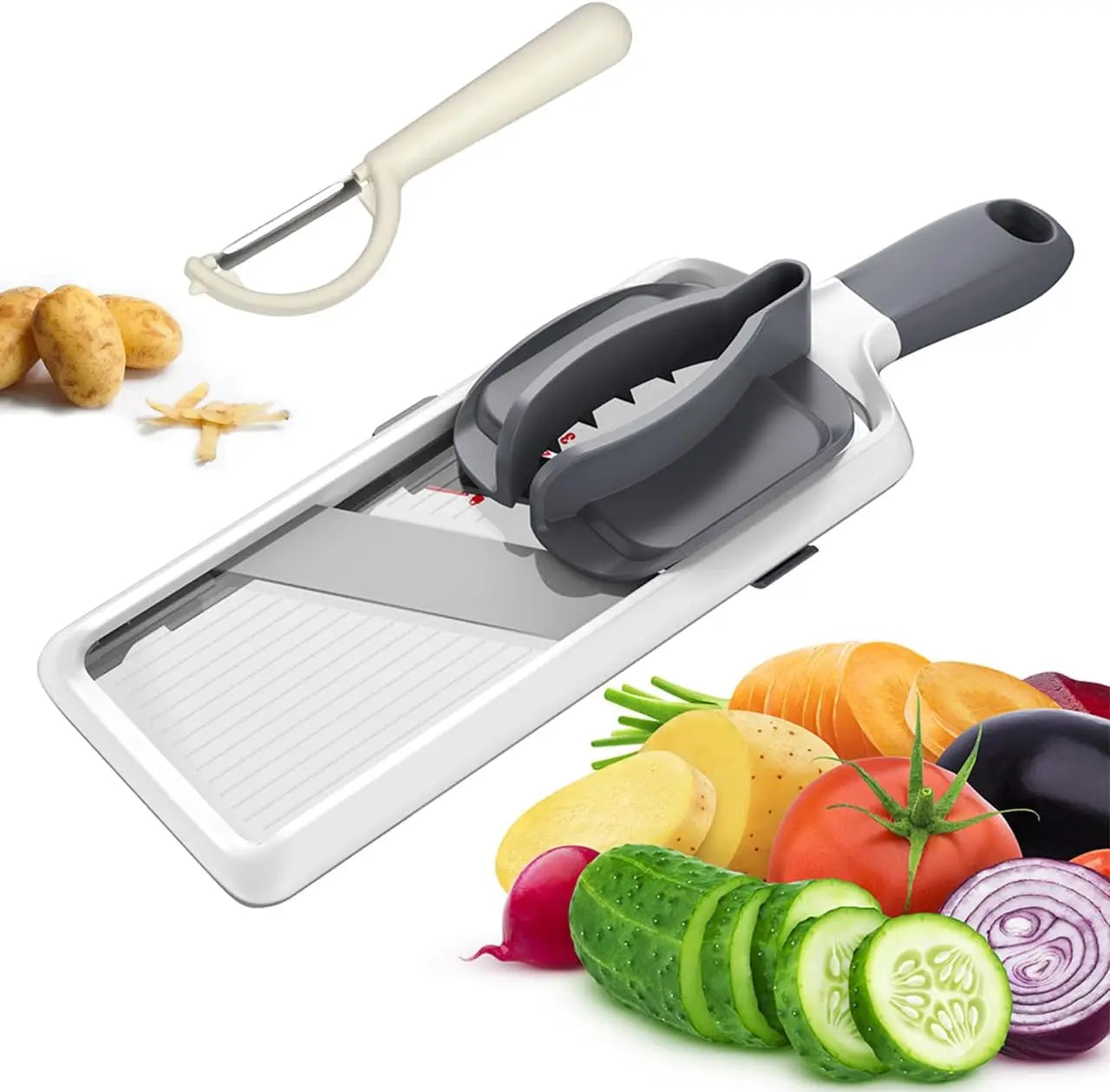 Handheld Mandoline Slicer Vegetable Cutter With Safety Grip