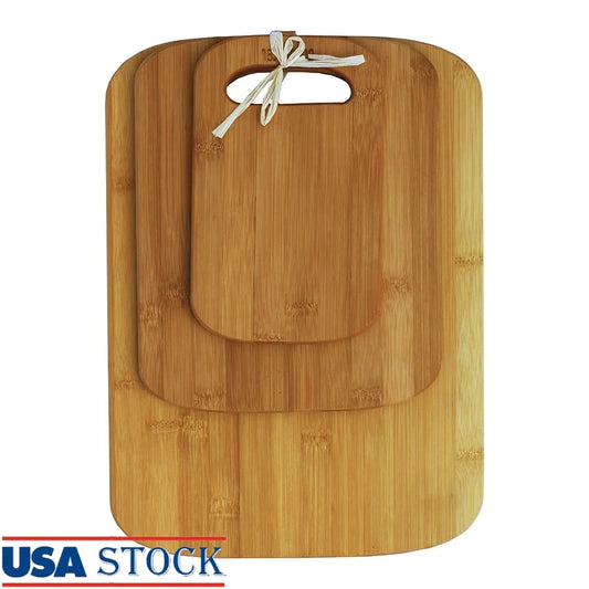 3 Piece Bamboo Cutting Board Set Eco Friendly Kitchen Boards Lightweight Versatile Sizes Hand Grips Easy Maintenance Rectangle - Cooky Kitchenware