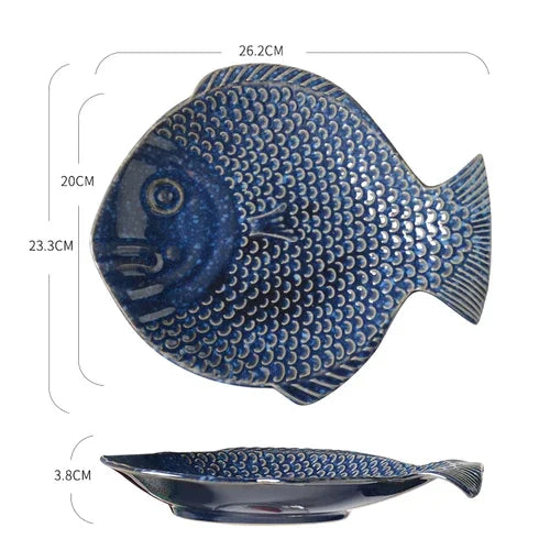 Fish Shape Ceramic Dinner Plate Sushi Plate Fruit Tray Salad Bowl Soup Plate Steak Plate Sashimi Dish Dessert Bowl Snack Dish - Cooky Kitchenware