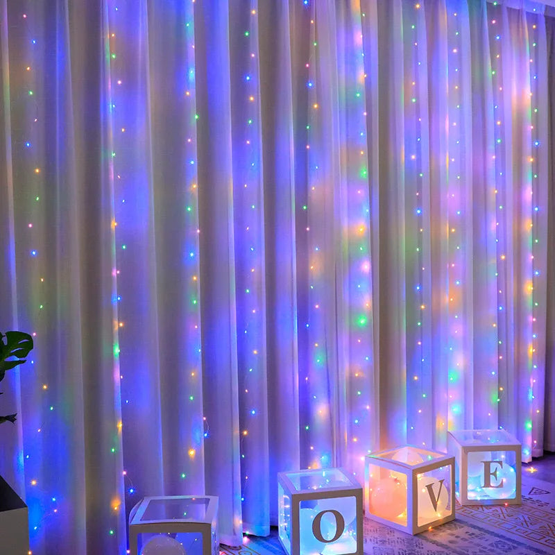 Curtain Light for Party/Wedding/Festival/Christmas,Window Blinking String Light for Bedroom/Living Room,USB Plug with 8 Modes - Cooky Kitchenware