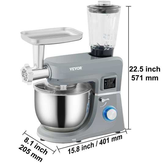 SucceBuy 5.5/7LElectric Stand Mixer with 6Speeds LCD Screen Timing Food Mixer Cream Egg Whisk Whip Dough Kneader With Steel Bowl - Cooky Kitchenware