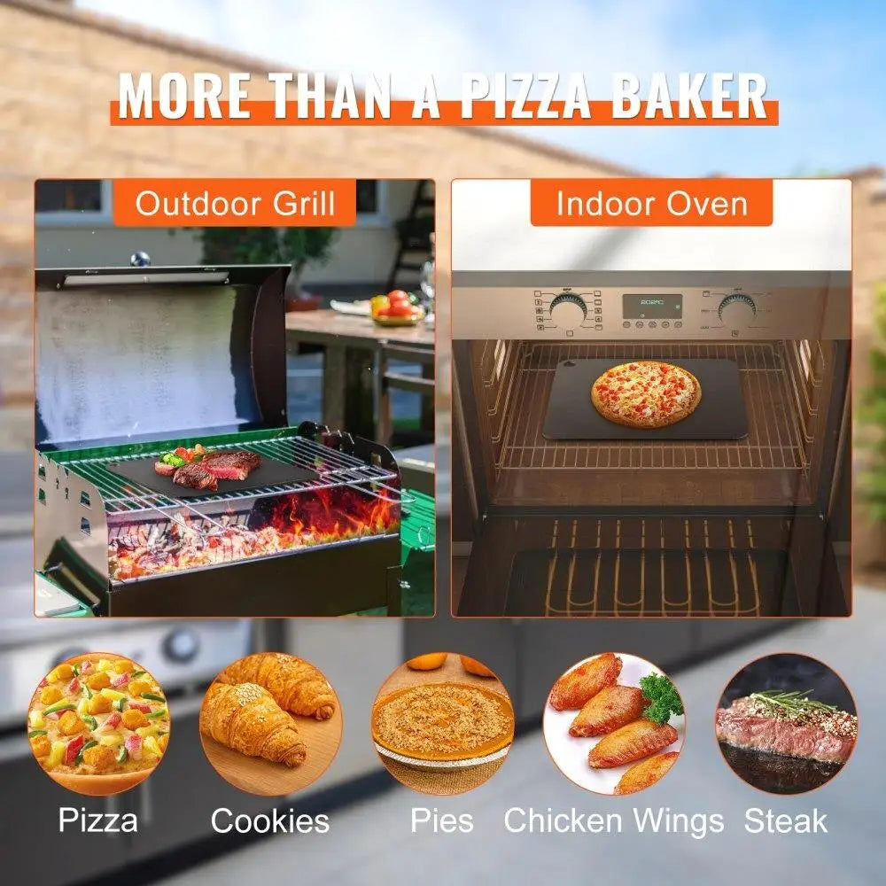 14x14x1/4 Pre-Seasoned Carbon Steel Pizza Steel  High Conductivity Rustproof Design for outdoor & Indoor Use - Cooky Kitchenware