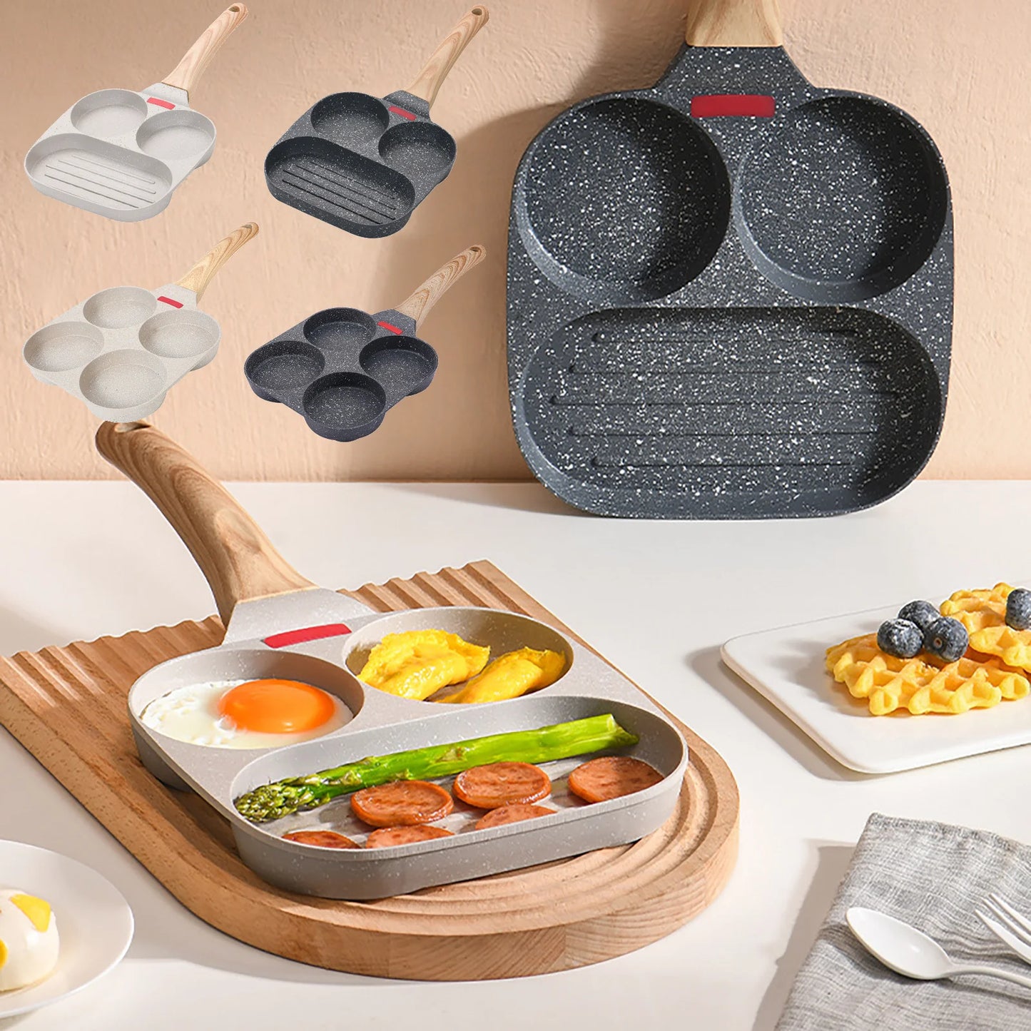 2-4 Holes Frying Pot Pan Thickened Omelet Pan Non-stick Egg Pancake Steak Pan Cooking Egg Ham Pans Breakfast Maker Cookware Pan - Cooky Kitchenware