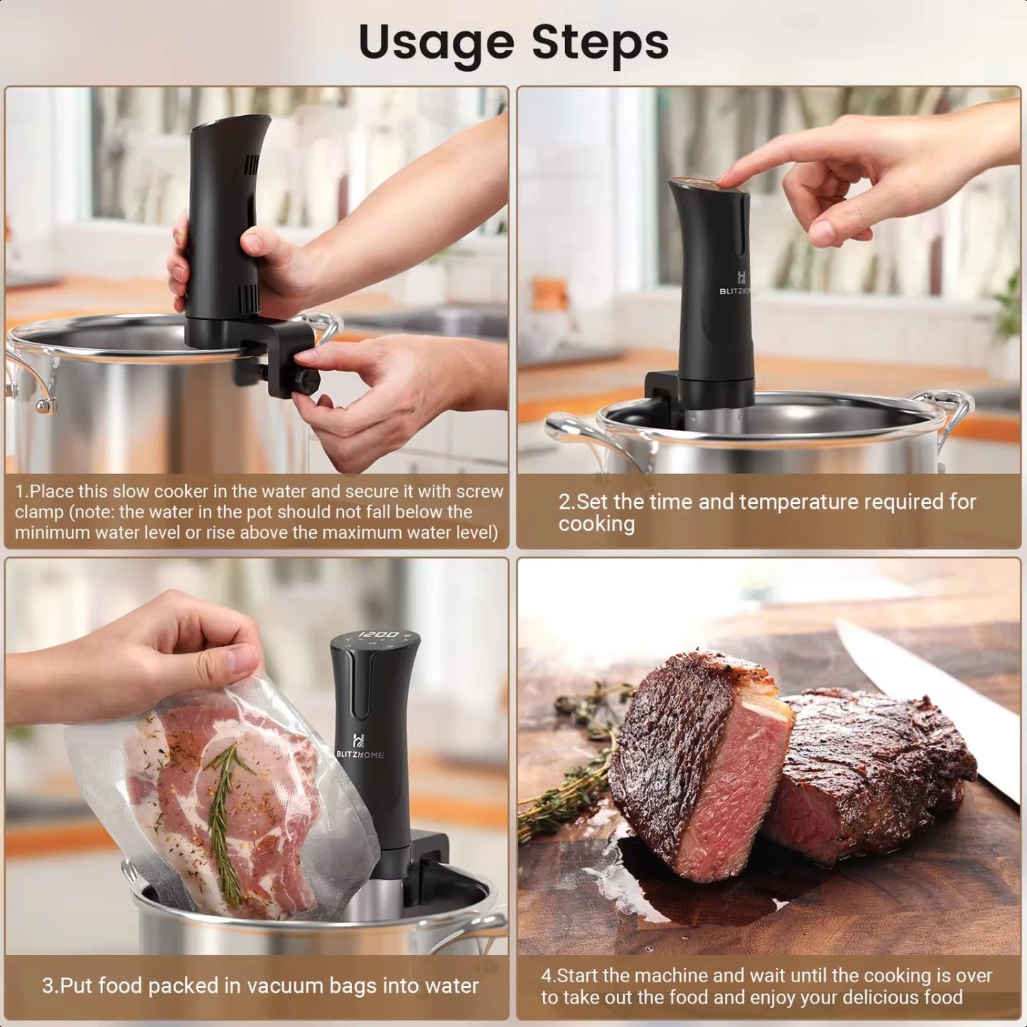 Sous Vide Cooker 1100W -appliance Monsieur Cuisine Smart Slow Cooker with LCD Digital Accurate Control - Cooky Kitchenware
