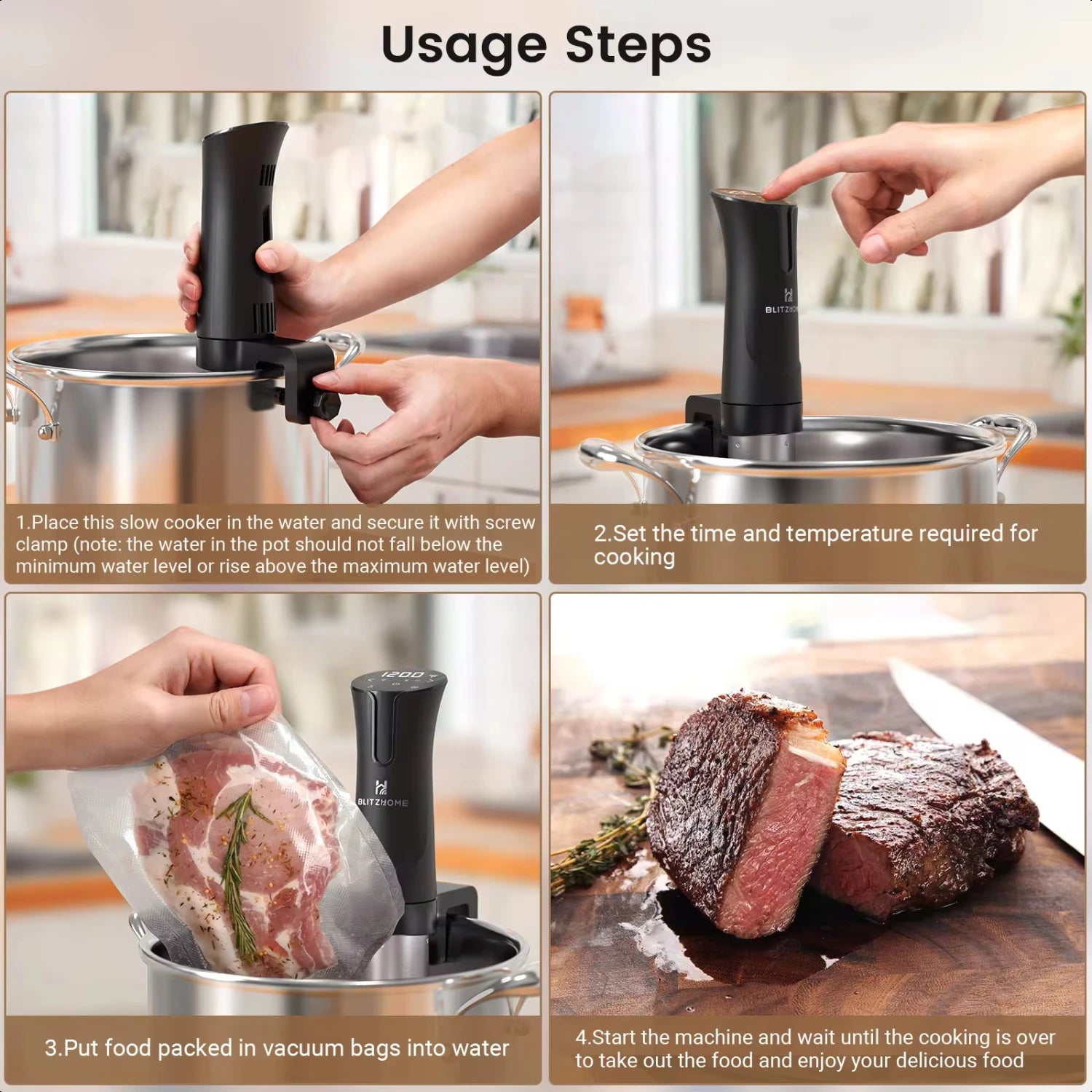 Sous Vide Cooker 1100W -appliance Monsieur Cuisine Smart Slow Cooker with LCD Digital Accurate Control - Cooky Kitchenware