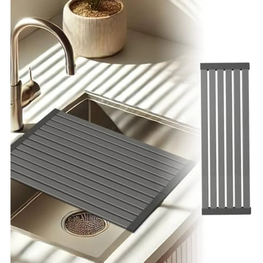 Mamakura Roll Up Dish Drying Rack Over The Sink Hangable Dish Drying Rack Foldable Sink Rack Stainless Steel Sturdy AntiSlip Mu