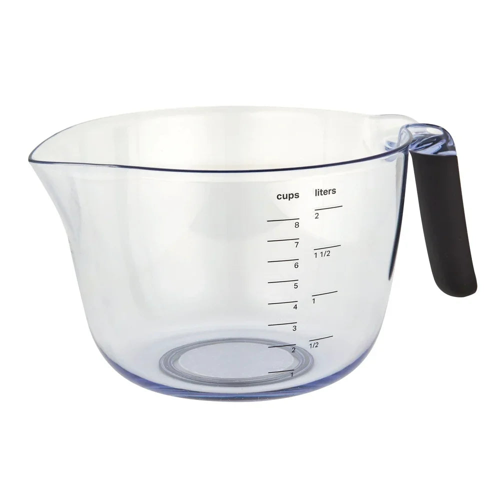 Universal 8 Cup Clear Plastic Batter Mixing Bowl Black Handle
