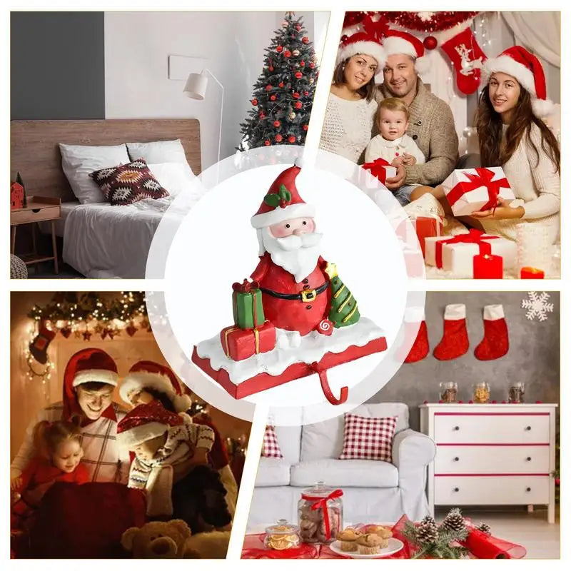 Christmas Stocking Mantel Hooks Resin Fireplace Hanger Table Side Hook Ornament Stocking Hanger For Fireplace Home Decoration