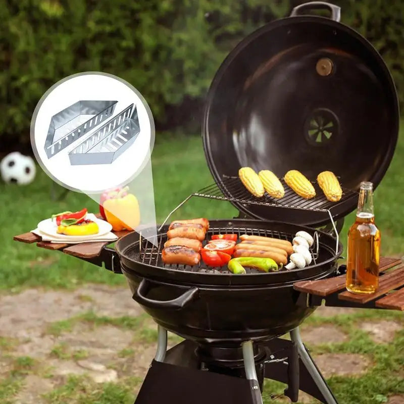 Charcoal Grill Basket Holder for Outdoor Barbecue Mesh Design Charcoal Rack for Camping and Picnic - Cooky Kitchenware