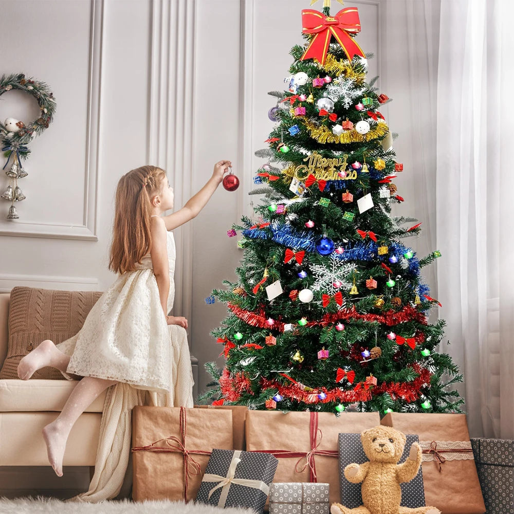 Artificial Christmas Tree Compact Space Saving Sturdy Base Easy Assembly Durable Plastic Green Leaves Holiday Decorations