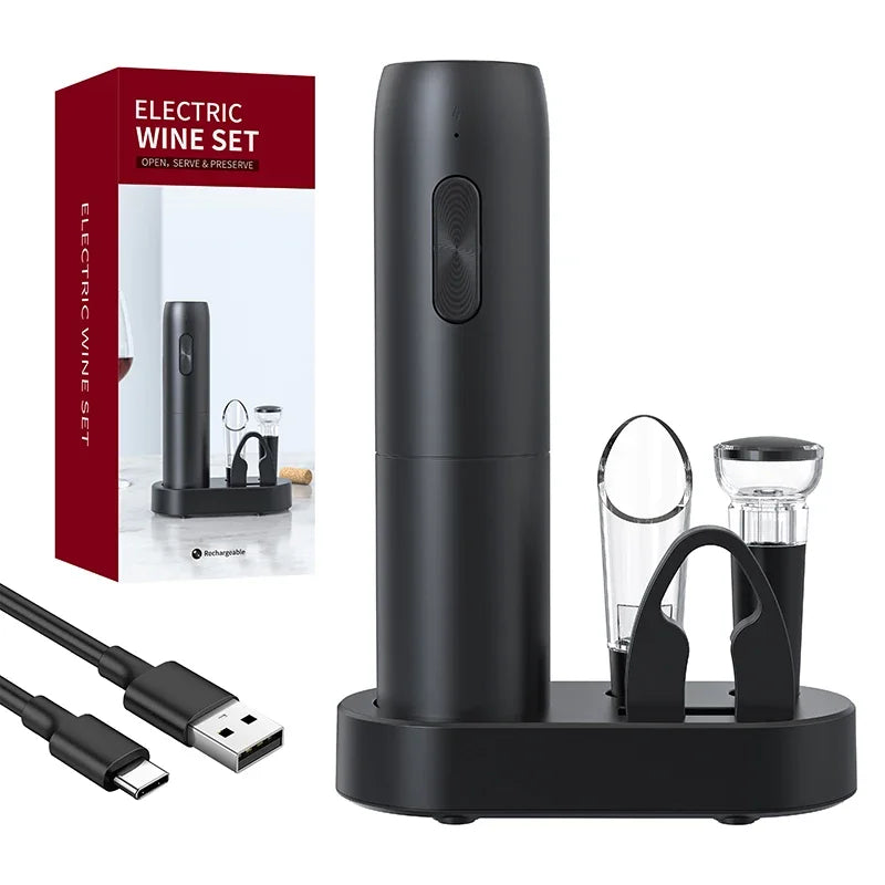 Electric Wine Bottle Opener Automatic Corkscrew With Base