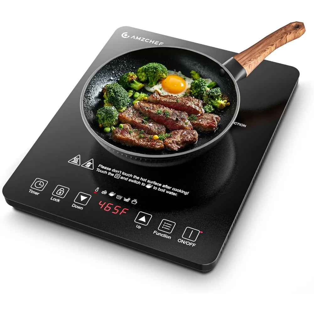Portable Induction Cooktop with 20 Power and Temperature Levels 1800W Hot Plate Burner with 5.9-Inch Heating Coil Low Noise Compact Stove - Cooky Kitchenware