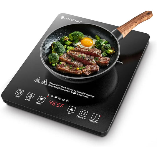 Portable Induction Cooktop with 20 Power and Temperature Levels 1800W Hot Plate Burner with 5.9-Inch Heating Coil Low Noise Compact Stove - Cooky Kitchenware