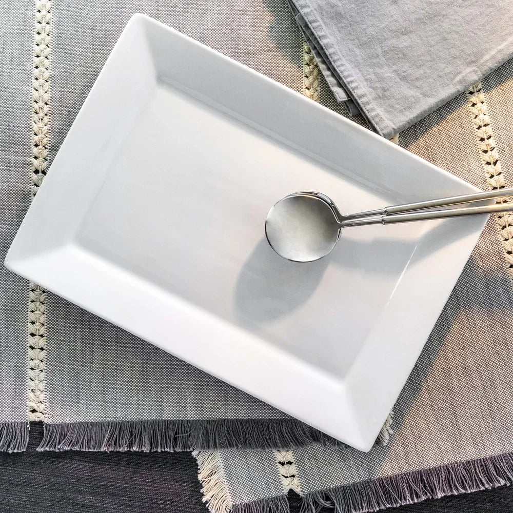Porcelain Serving Platter Dishwasher Safe Microwave Oven Safe Rectangular Platter Entertaining Everyday Use Holiday Dishes