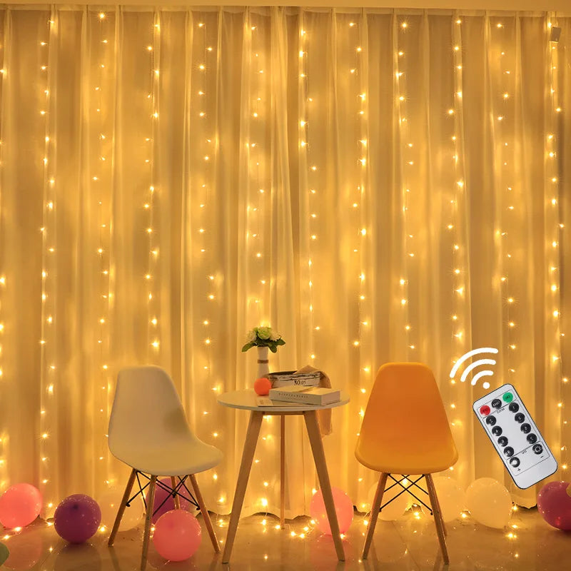 Curtain Light for Party/Wedding/Festival/Christmas,Window Blinking String Light for Bedroom/Living Room,USB Plug with 8 Modes - Cooky Kitchenware