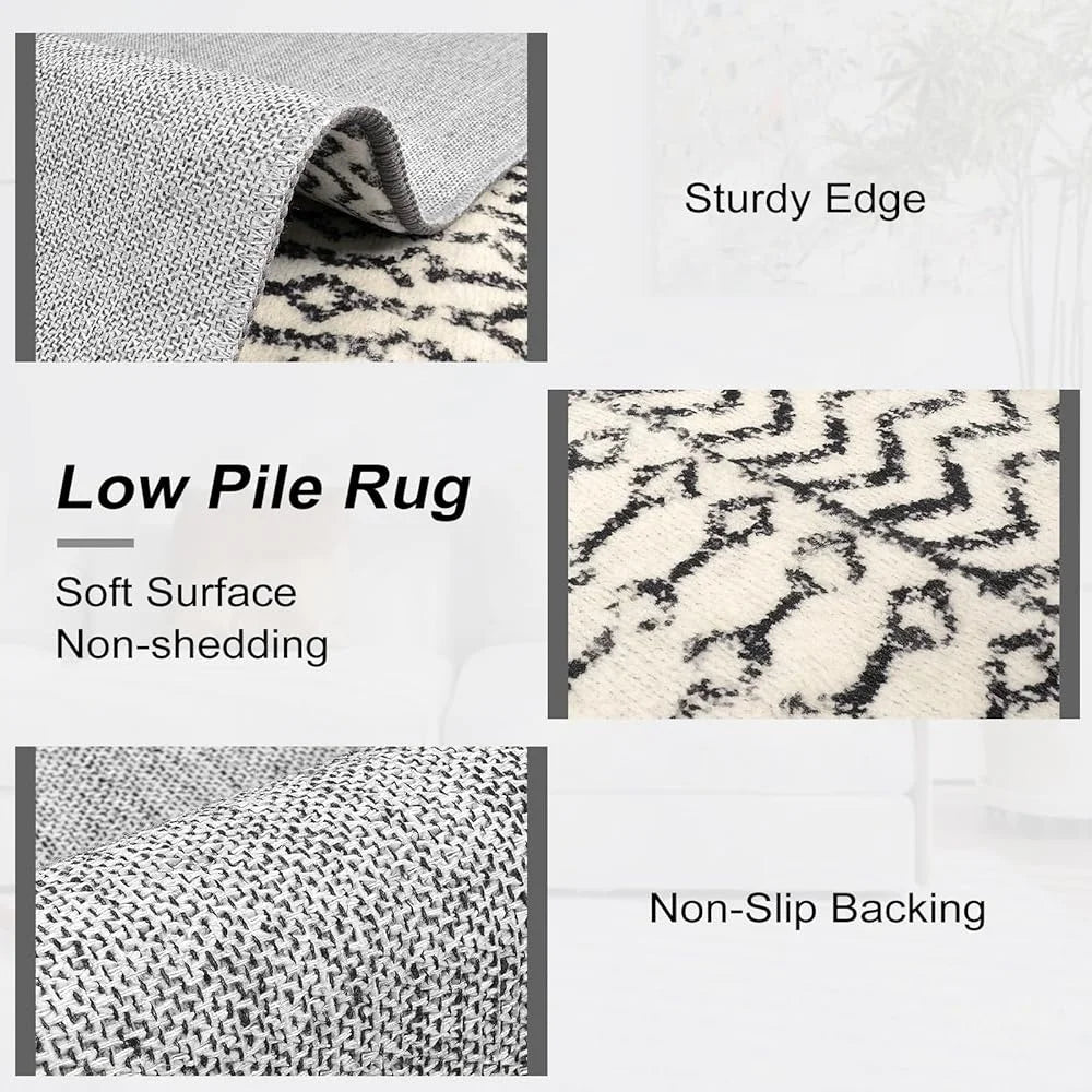 Ultra Soft Washable Runner Rug Non-Slip Moroccan Design Hallway Kitchen Bathroom Vintage Boho Floor Carpet - Cooky Kitchenware