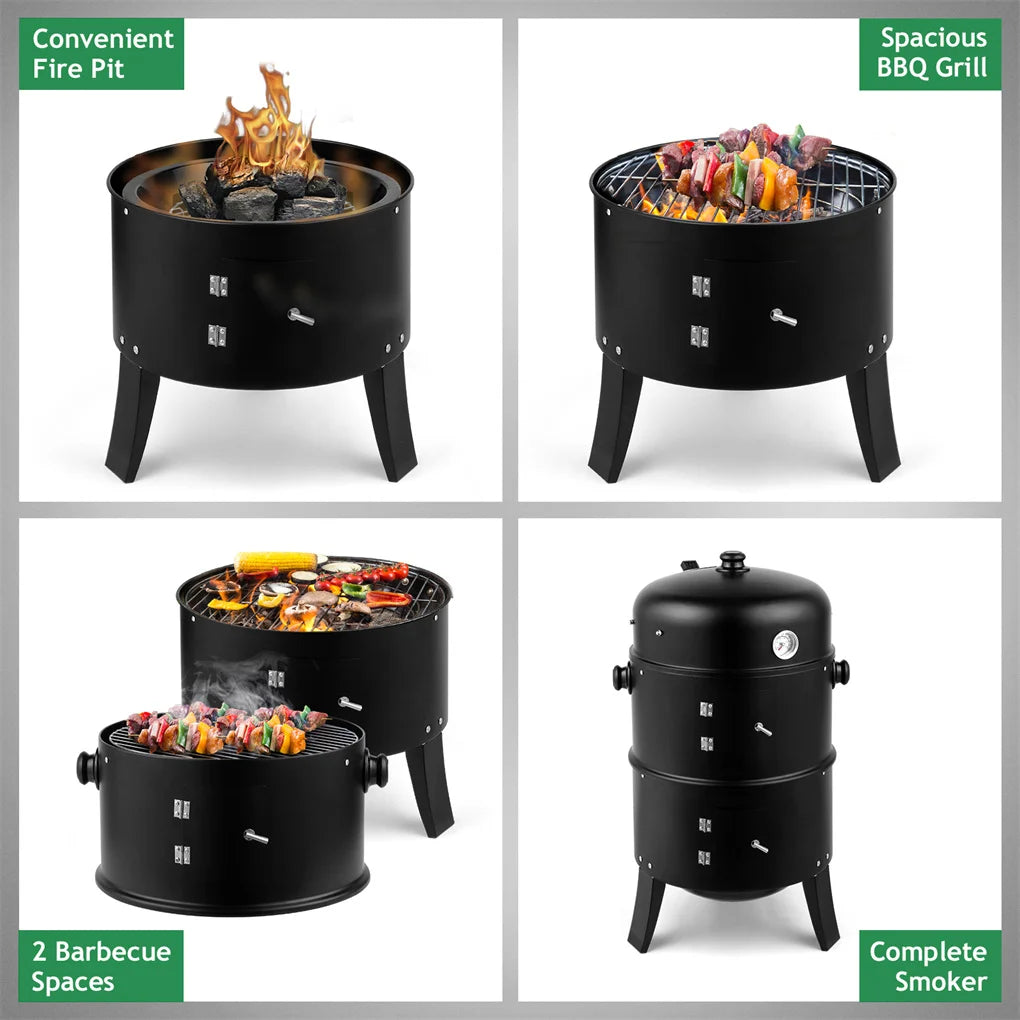 80 Centimeter by 41 Centimeter by 48 Centimeter Iron Spray Smoker Carbon Grill Black - Cooky Kitchenware