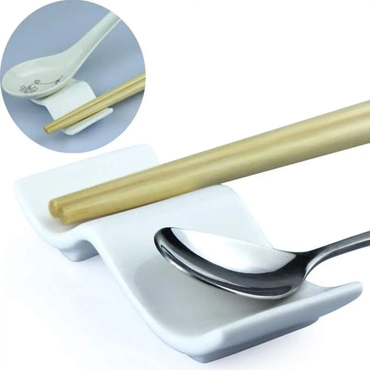 Ceramic Chopsticks Rest Rack Set of 6pcs,Chinese Style Dinner Spoon Stand Knife Fork Holder Porcelain Chopsticks Stand - Cooky Kitchenware