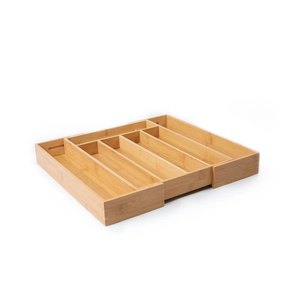 Natural Bamboo Expandable Silverware Organizer Adjustable Cutlery Tray Kitchen Drawer Storage Easy Clean Durable Water Resistant - Cooky Kitchenware
