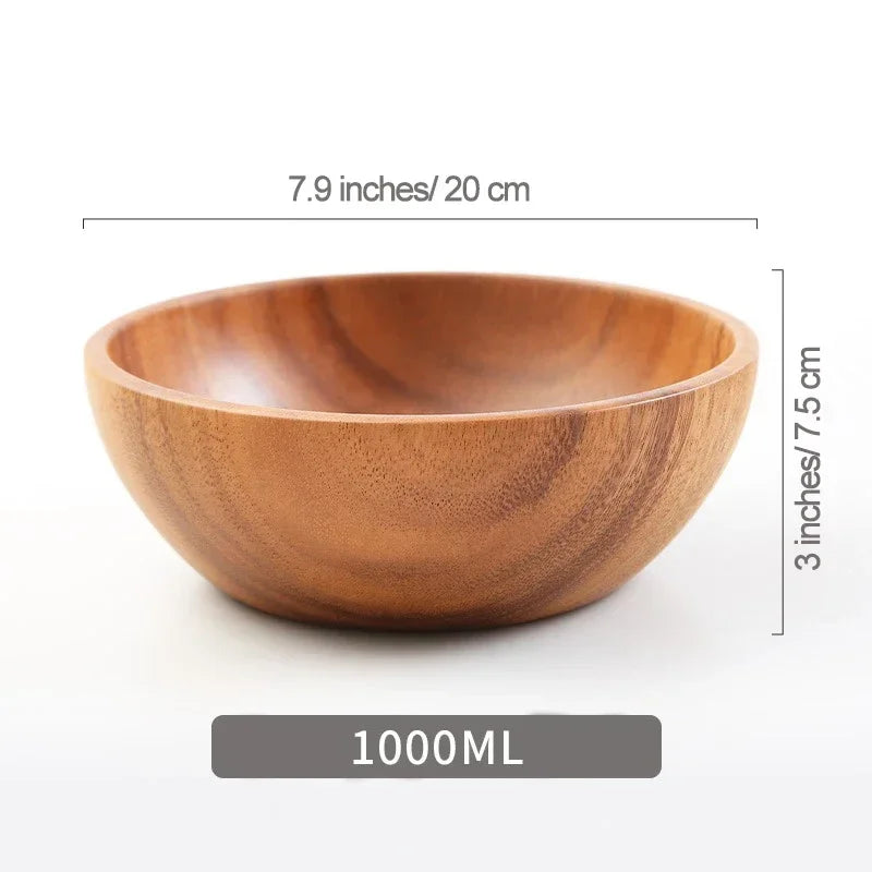 Acacia Wooden Fruit Salad Bowl Japanese Style Rice Bowl