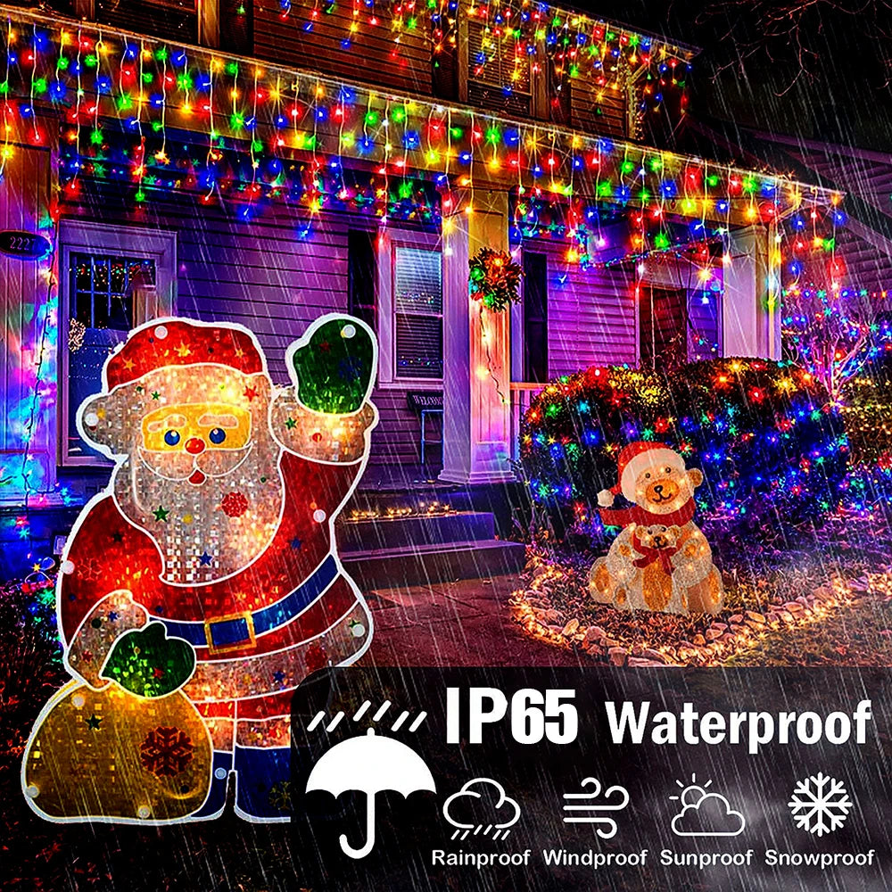 NEW 2024 Christmas Decorations Lights Solar Icicle Curtain Lights 8 Modes Outdoor Waterproof Garden Party New Year Decoration - Cooky Kitchenware