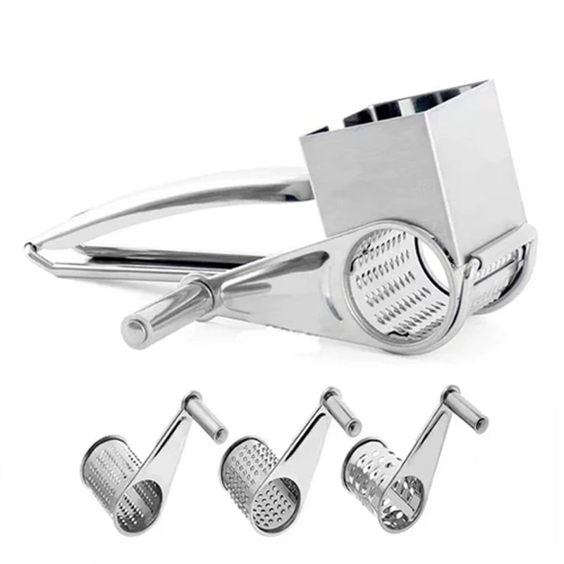 Handheld Stainless Steel Rotary Cheese Grater Kitchen Tool Garlic Carrot Cutter Slicer Shredder Grinder - Cooky Kitchenware