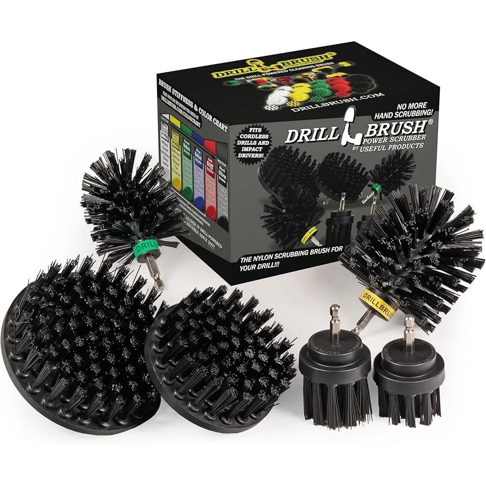 No Wire BBQ Grill Brush Drill Kit Ultra Stiff Cleaning Brushes Power Scrubber Rust Remover Cast Iron Smoker Oven Cleaner - Cooky Kitchenware