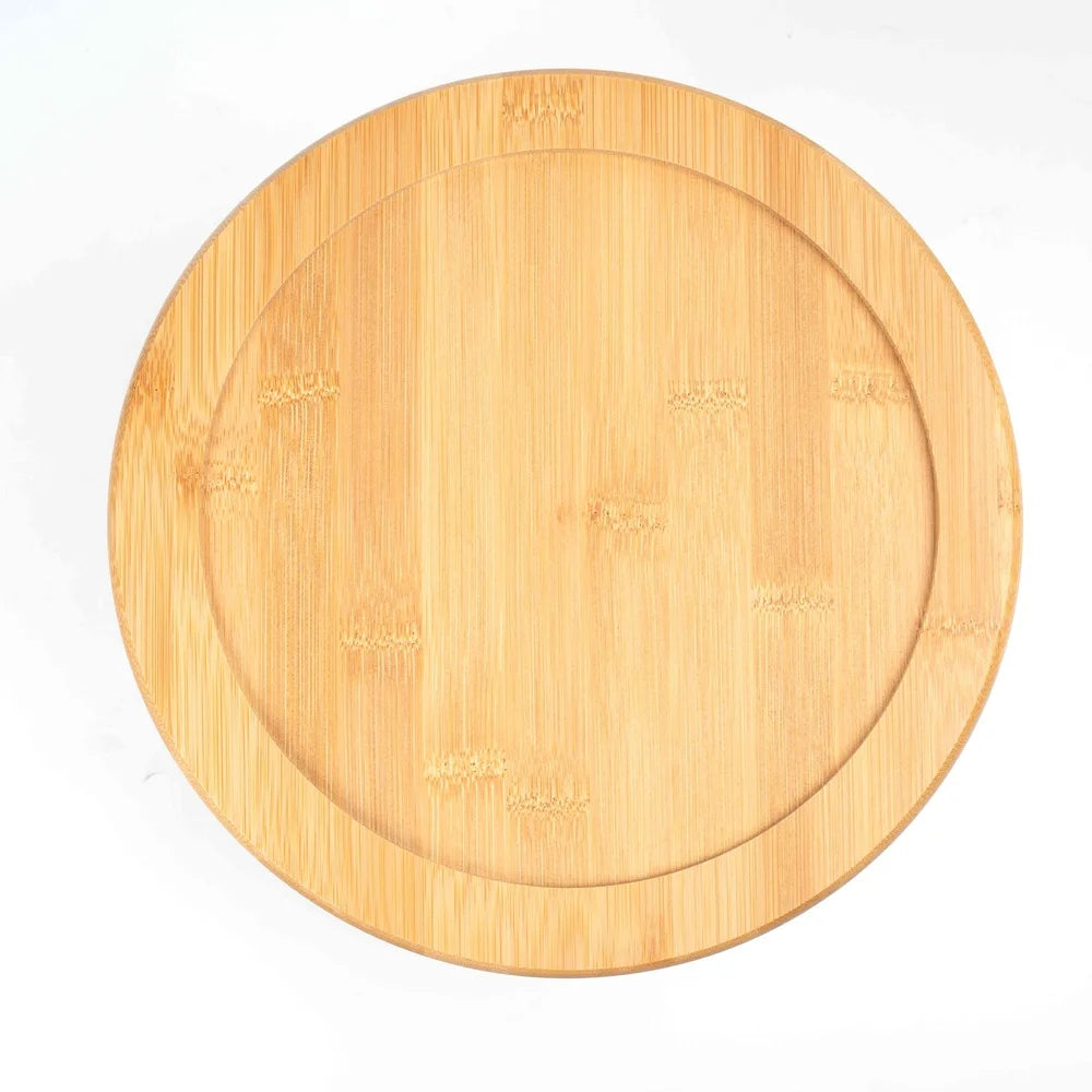 Bamboo 2-Tier Spice Rack Rotating Kitchen Organizer Storage Seasoning Jars Cans Condiments Easy Assembly Multifunctional