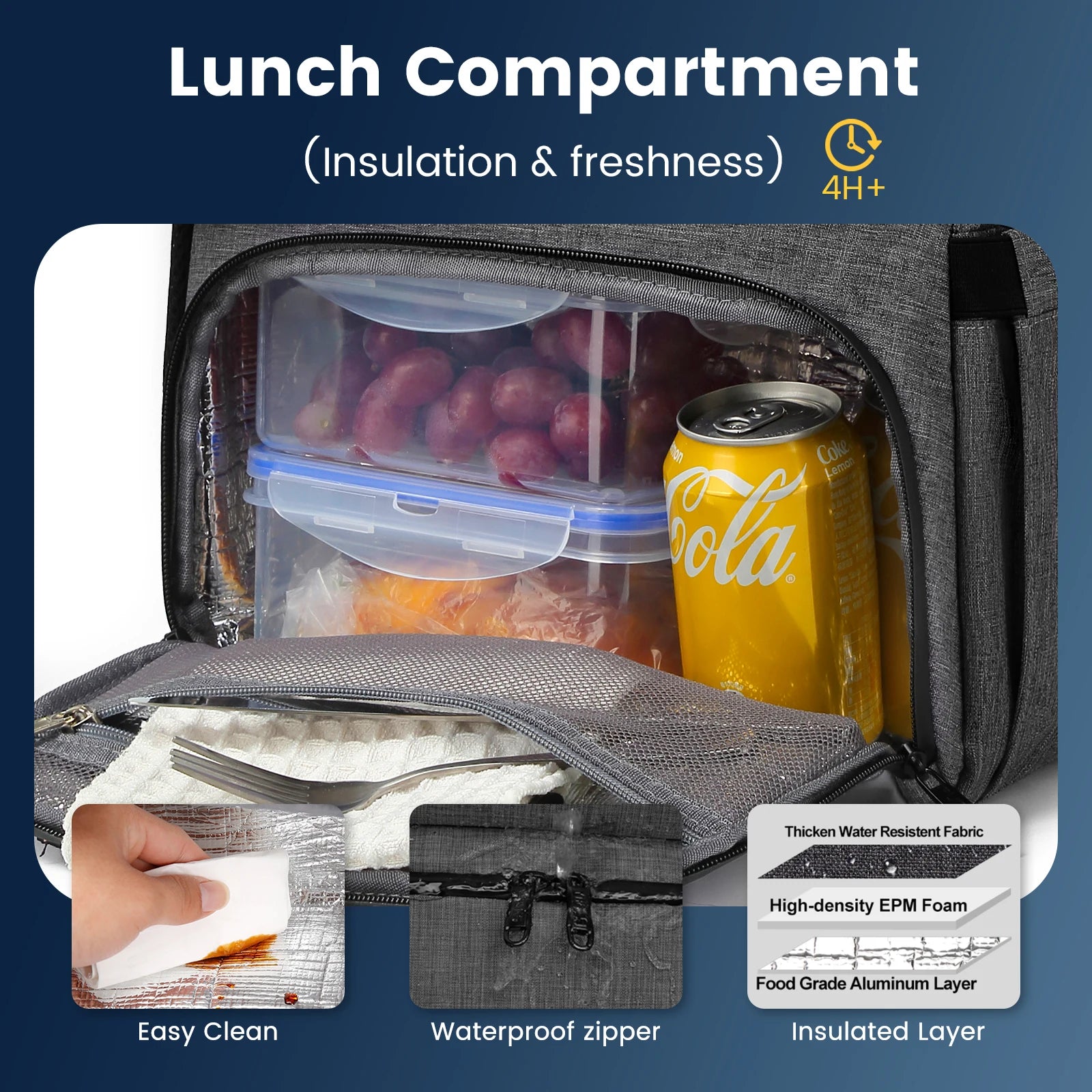 Insulated Backpack Lunch Bag Food Box Durable Waterproof  Leak Proof Cooler Case Camping Oxford Dinner Backpacks Icebox with USB - Cooky Kitchenware